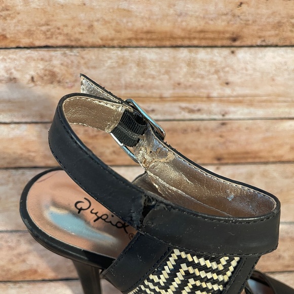 Qupid Black, White, and Rose Gold Heels Stilettos - Picture 4 of 7